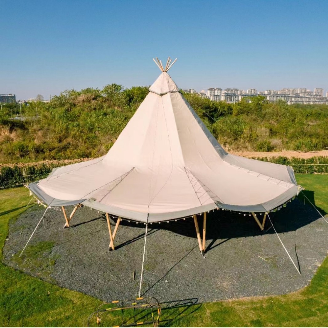 户外大型天幕草帽帐篷印第安户外酒吧餐厅服务中心吧台tipi帐篷