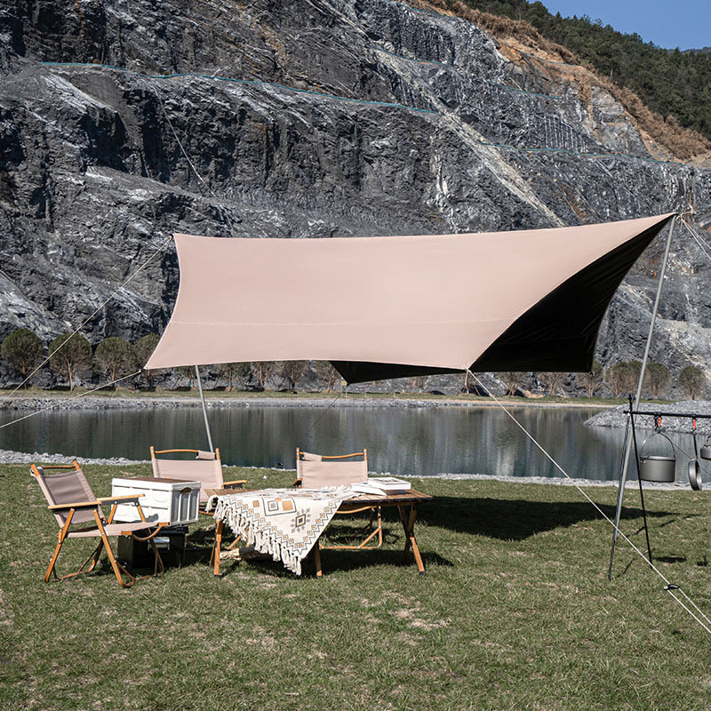 户外露营天幕帐篷210D牛津布蝶形露营野营全套装备野炊黑胶天幕